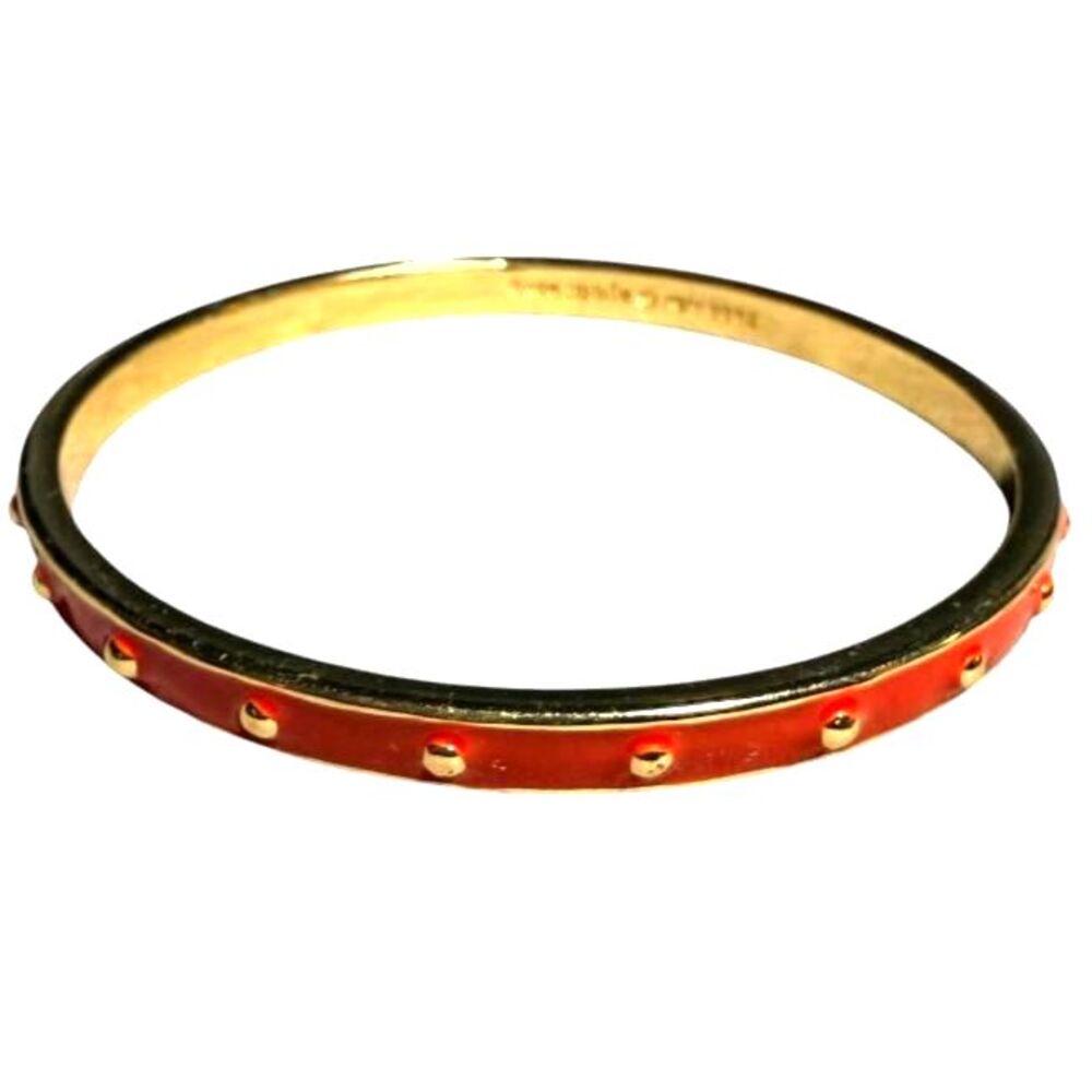 Kate Spade New York Orange On The Dot Enamel Bangle Bracelet 3D Raised Studs